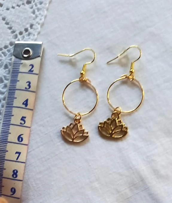 Nieuwe gouden lotus oorbellen – photo 2